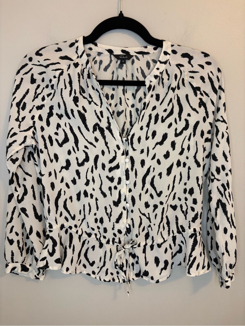 Rails Marti Ivory Cheetah Print Peplum Blouse XS